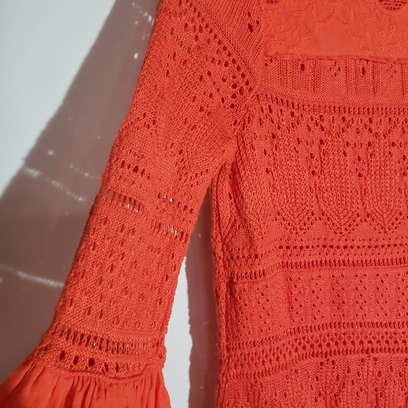 🦊 Free people once upon a time crochet knit bell sleeve top - Picture 9 of 14